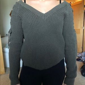 PACSUN GREEN TIE SWEATER